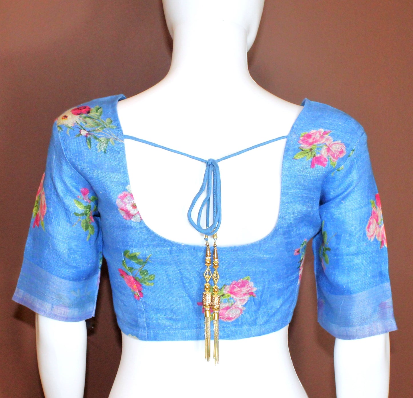 Maharani's Simple Elegance Matka Silk Saree - Blue (with stitched blouse and petticoat)