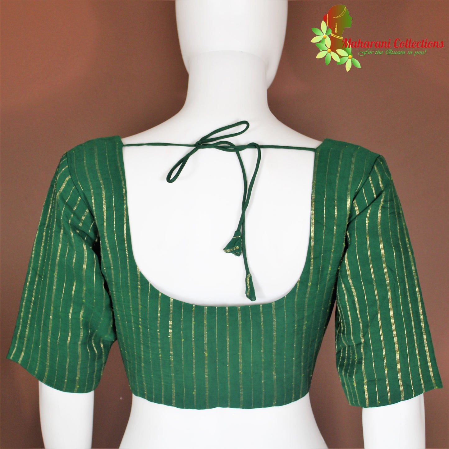 Maharani's Pure Banarasi Khaddi Georgette Saree - Bottle Green (with Stitched Blouse and Petticoat)