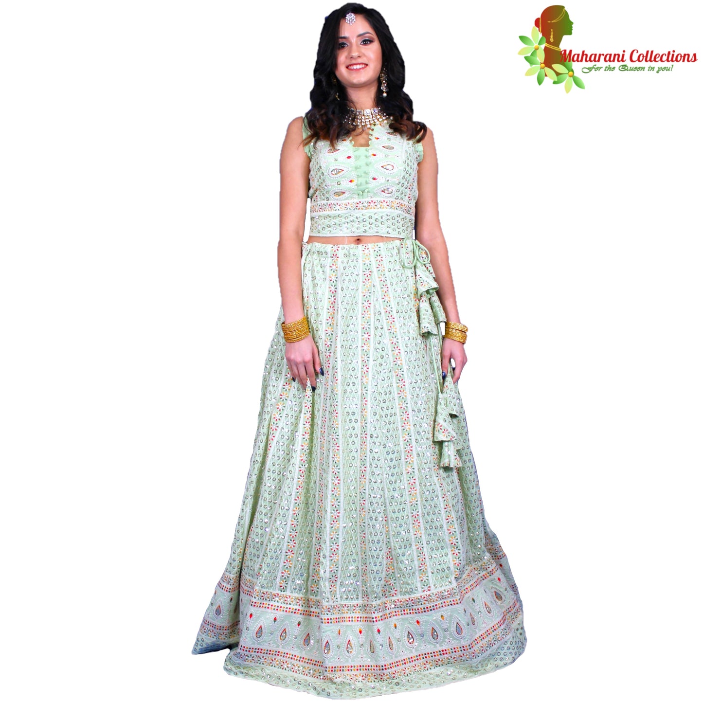 Maharani's Designer Silk Lehenga Choli - Light Sea Green