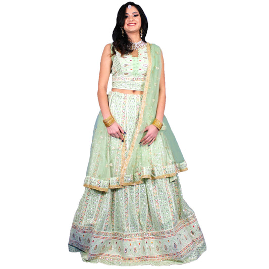 Maharani's Designer Silk Lehenga Choli - Light Sea Green