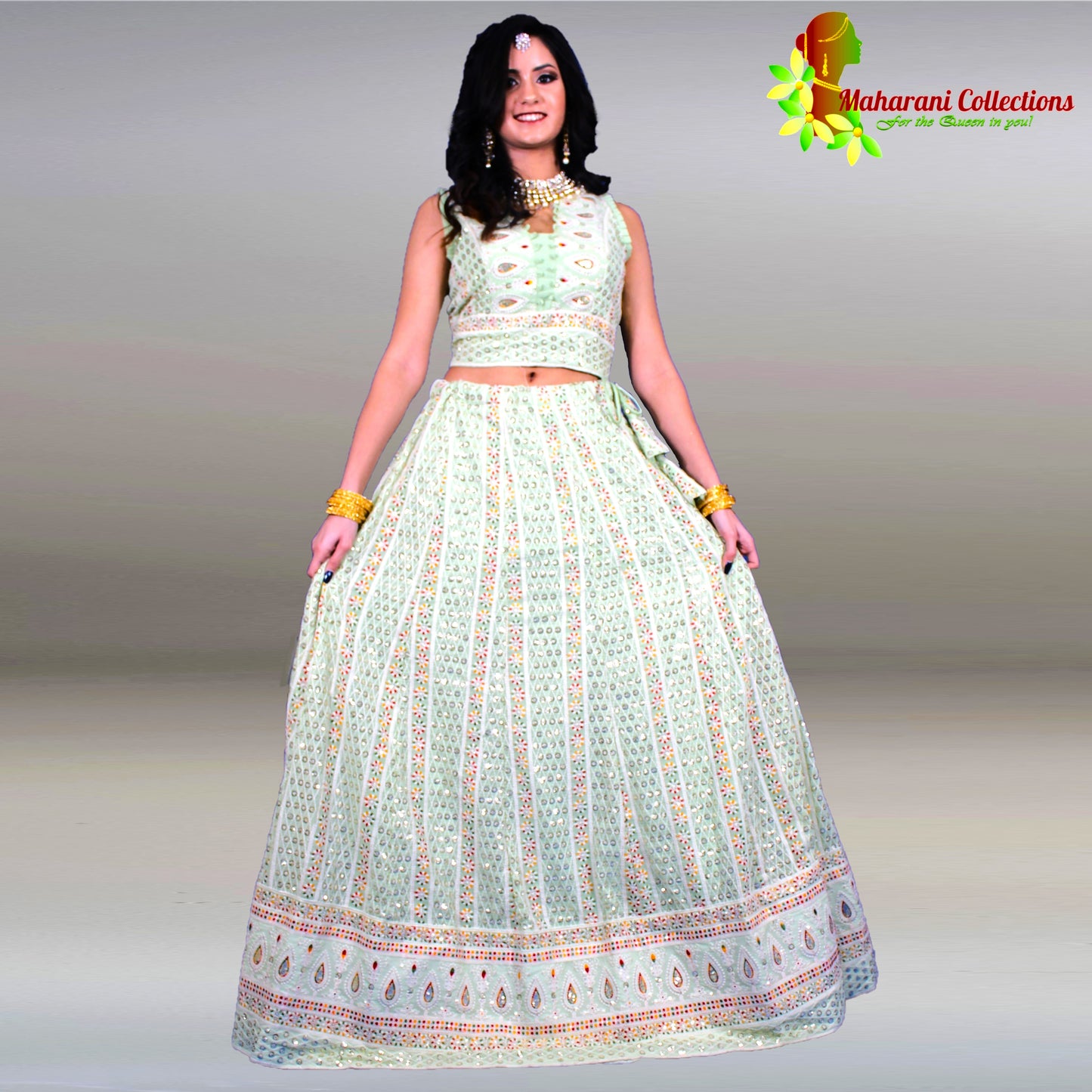 Maharani's Designer Silk Lehenga Choli - Light Sea Green