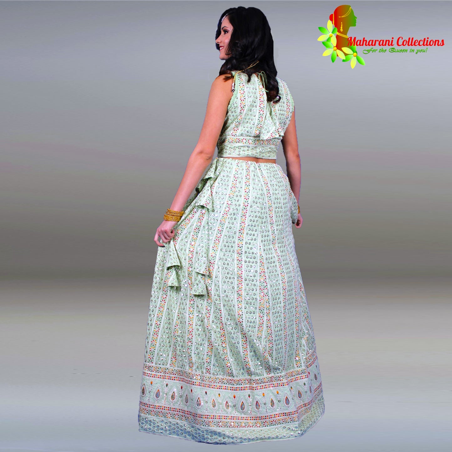 Maharani's Designer Silk Lehenga Choli - Light Sea Green