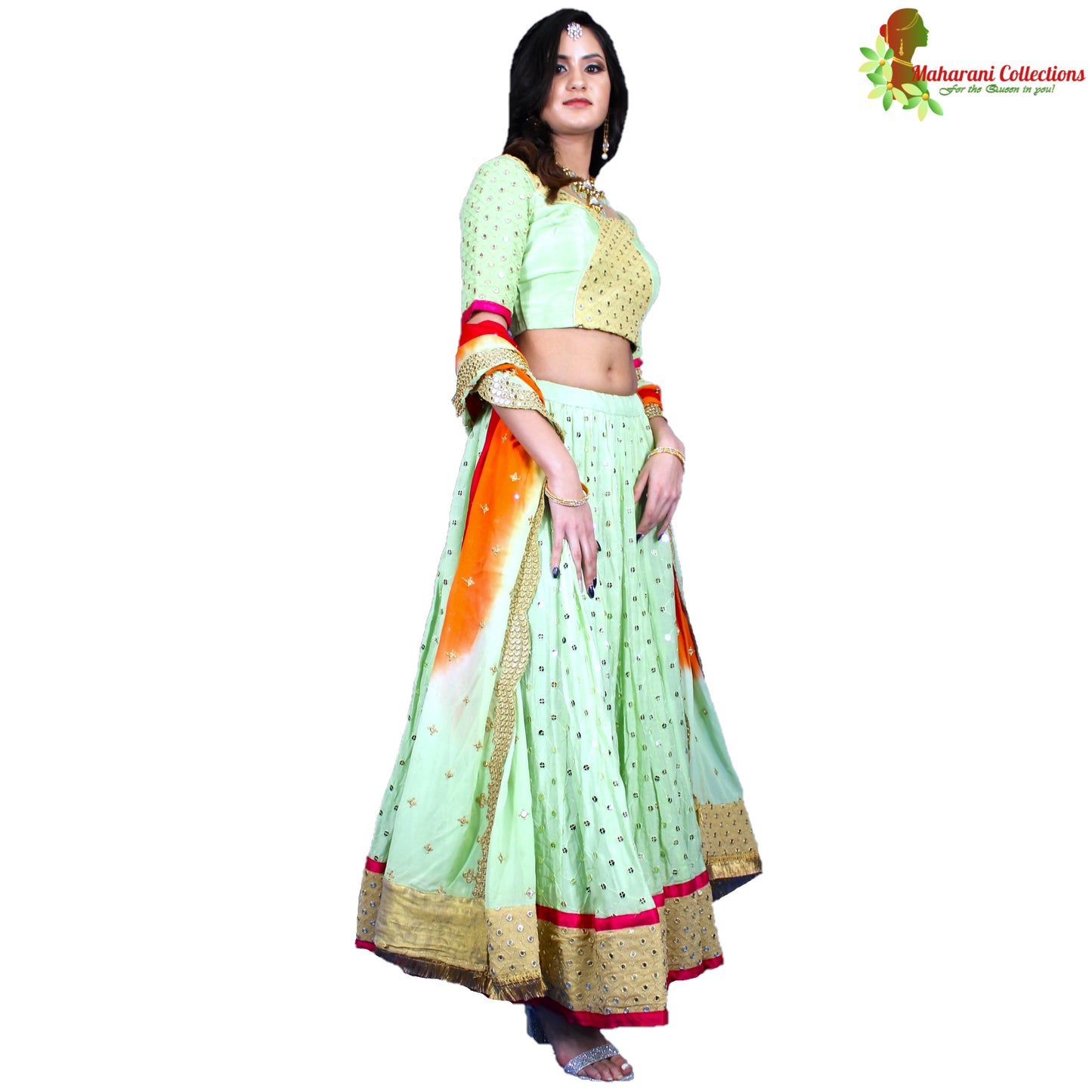 Maharani's Pure Silk Lehenga Choli - Pistachio Green