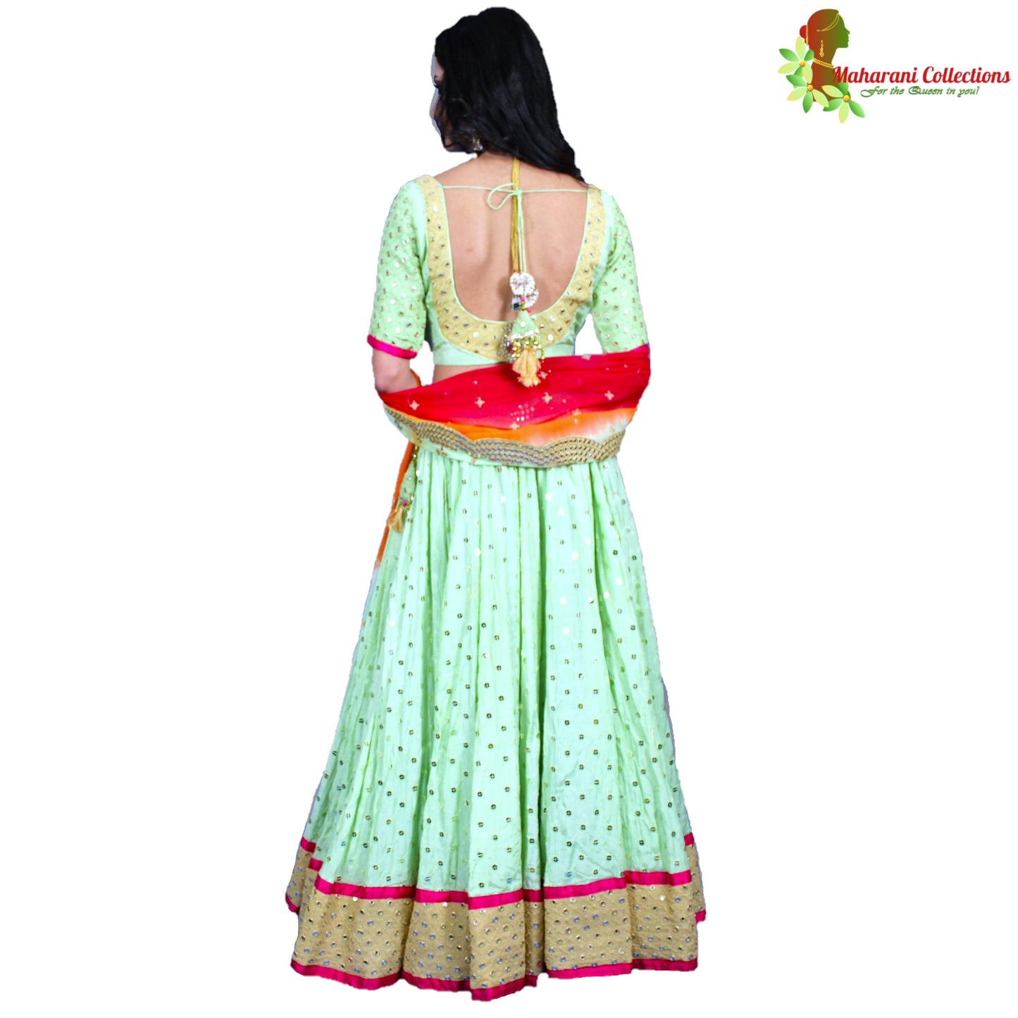 Maharani's Pure Silk Lehenga Choli - Pistachio Green