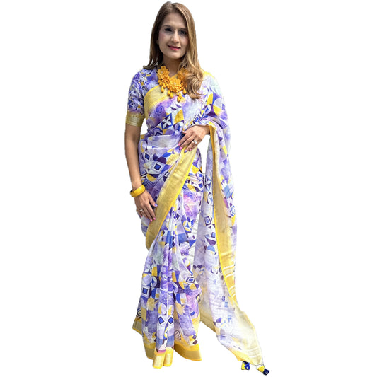 Maharani's Simple Elegance Matka Silk Saree - Purple (with Stitched Blouse and Petticoat)
