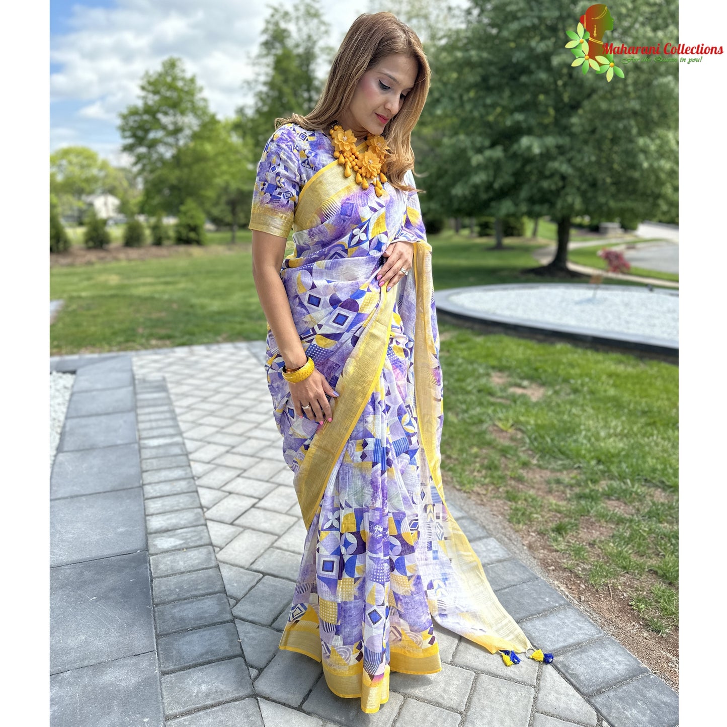 Maharani's Simple Elegance Matka Silk Saree - Purple (with Stitched Blouse and Petticoat)