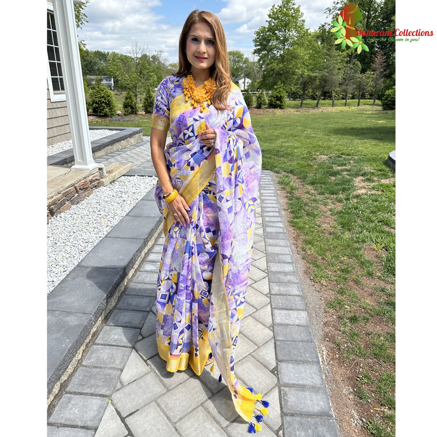 Maharani's Simple Elegance Matka Silk Saree - Purple (with Stitched Blouse and Petticoat)
