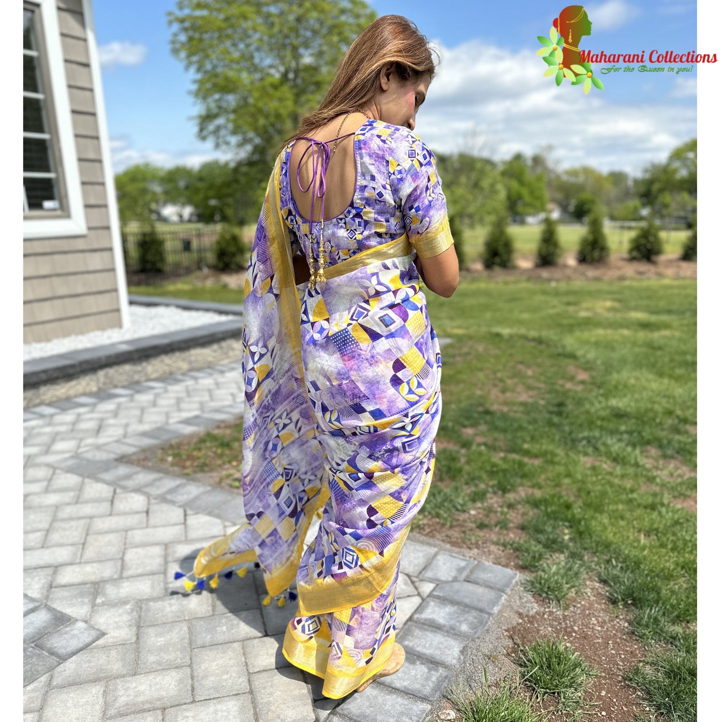 Maharani's Simple Elegance Matka Silk Saree - Purple (with Stitched Blouse and Petticoat)