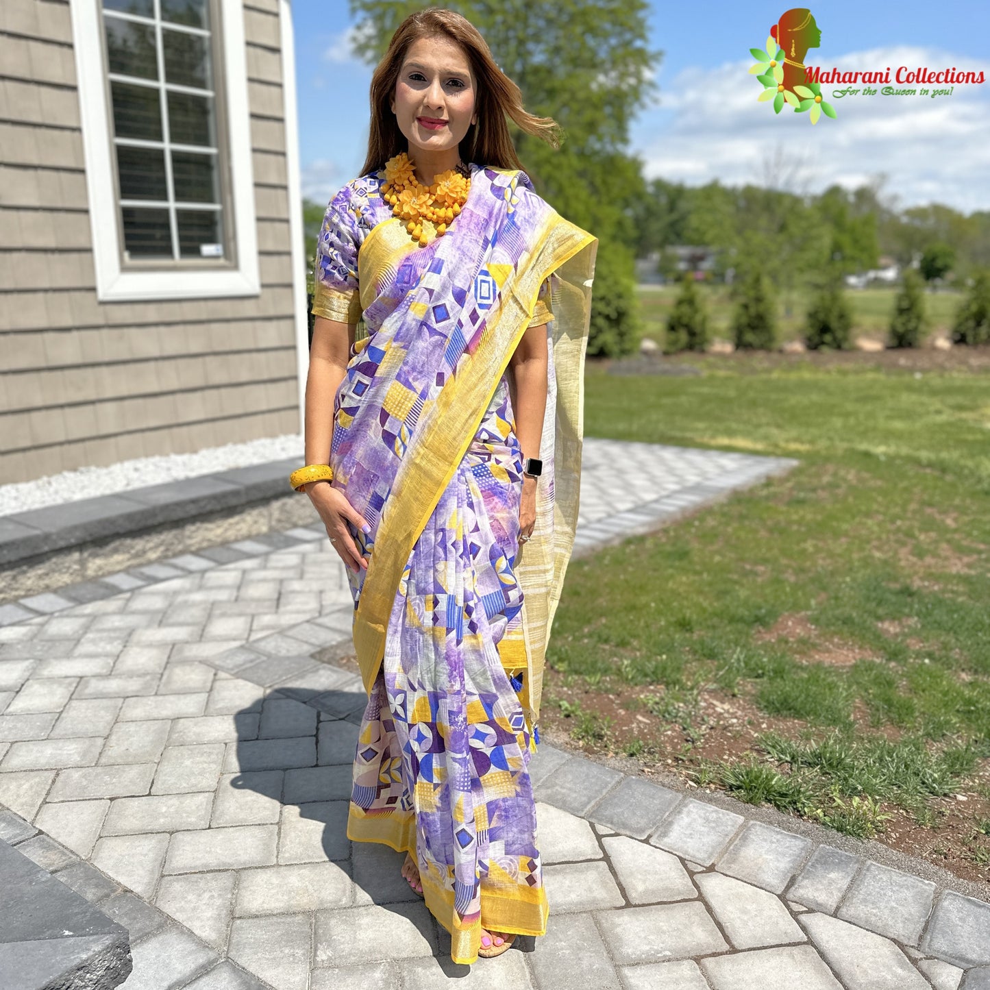 Maharani's Simple Elegance Matka Silk Saree - Purple (with Stitched Blouse and Petticoat)