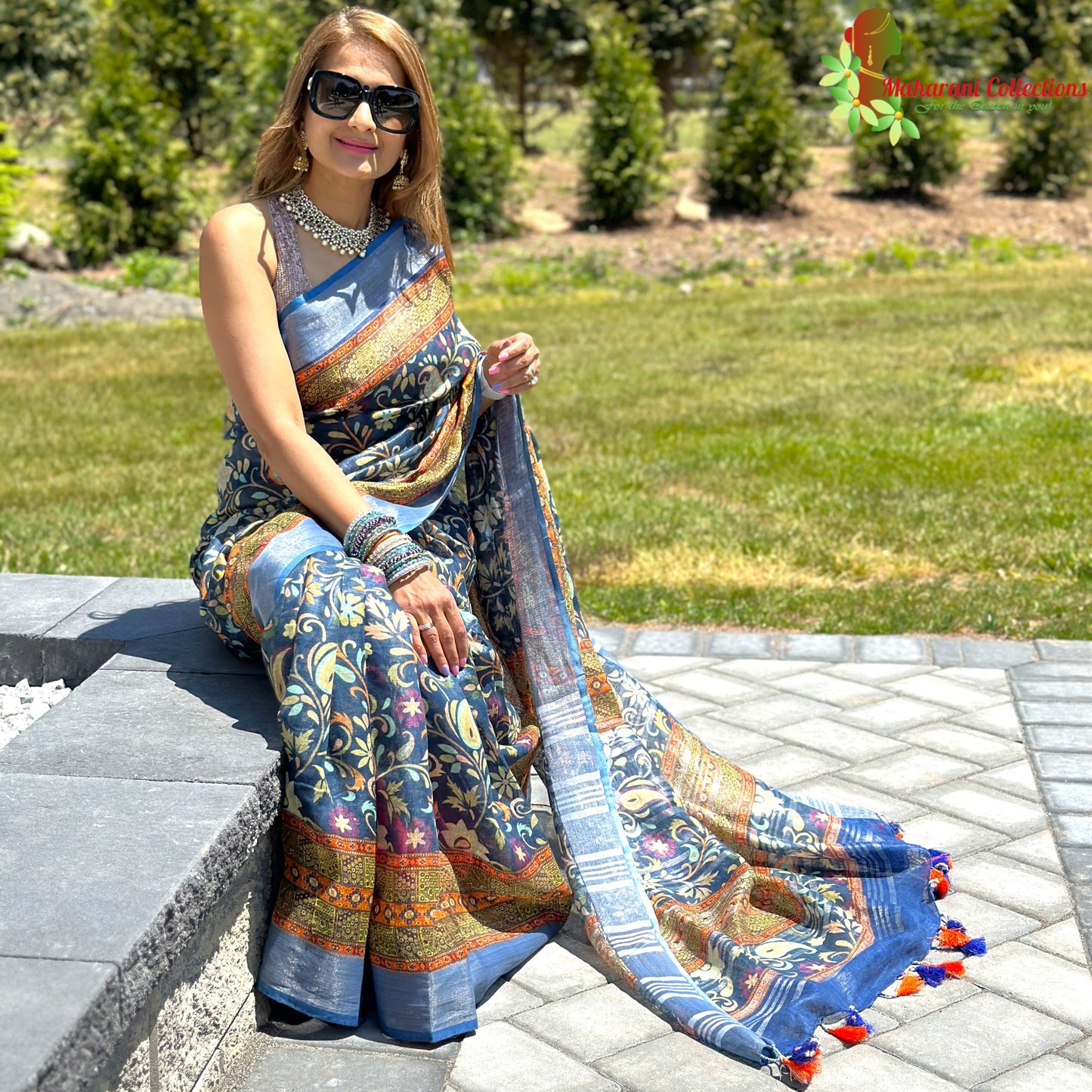 Maharani's Simple Elegance Matka Silk Saree - Light Blue (with stitched blouse and petticoat)