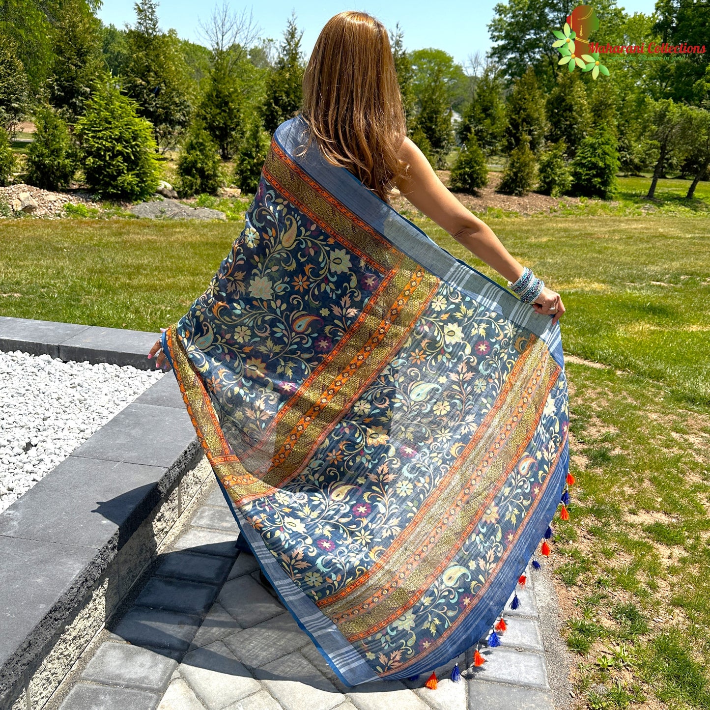 Maharani's Simple Elegance Matka Silk Saree - Light Blue (with stitched blouse and petticoat)