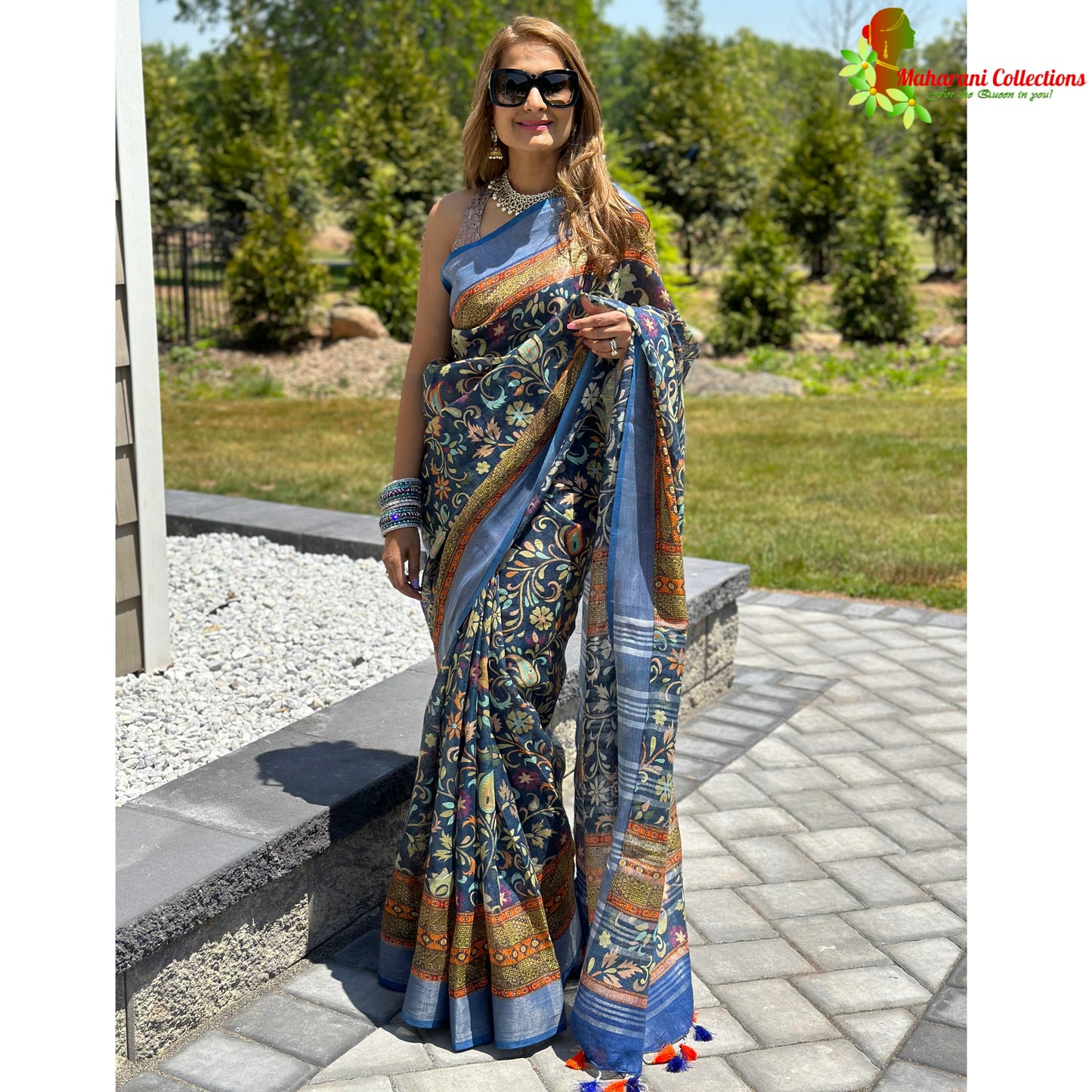 Maharani's Simple Elegance Matka Silk Saree - Light Blue (with stitched blouse and petticoat)