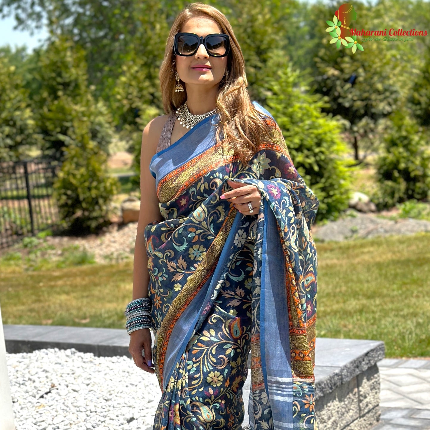 Maharani's Simple Elegance Matka Silk Saree - Light Blue (with stitched blouse and petticoat)