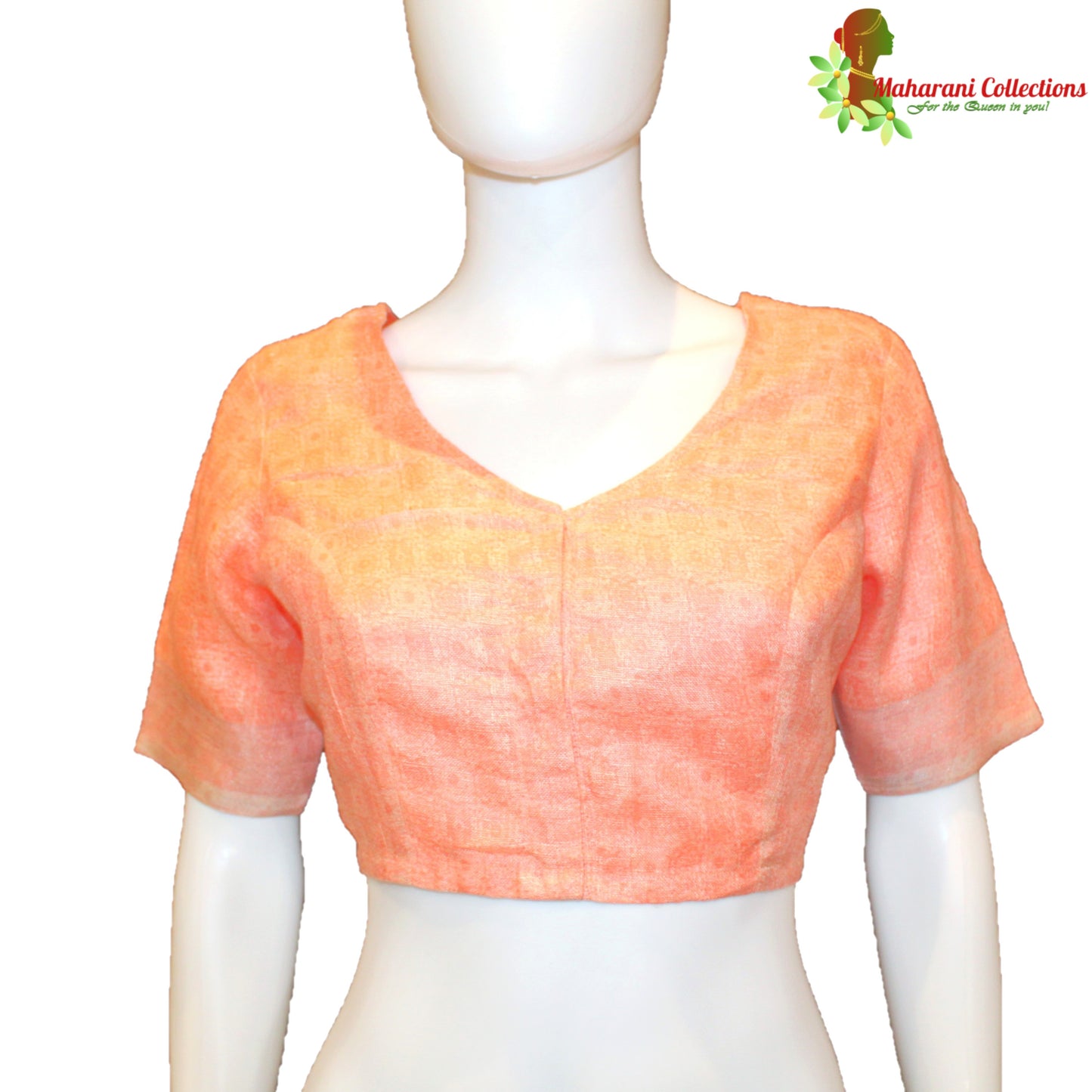 Maharani's Simple Elegance Matka Silk Saree - Peach (with stitched blouse and petticoat)