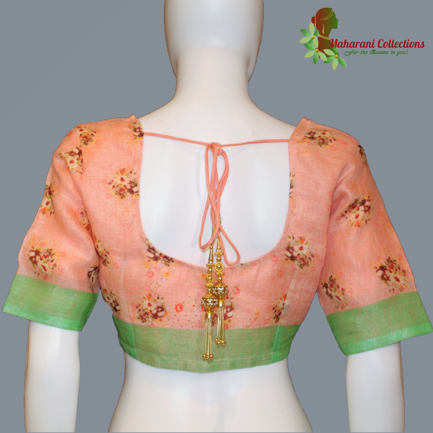 Maharani's Simple Elegance Matka Silk Saree - Peach (with stitched blouse and petticoat)
