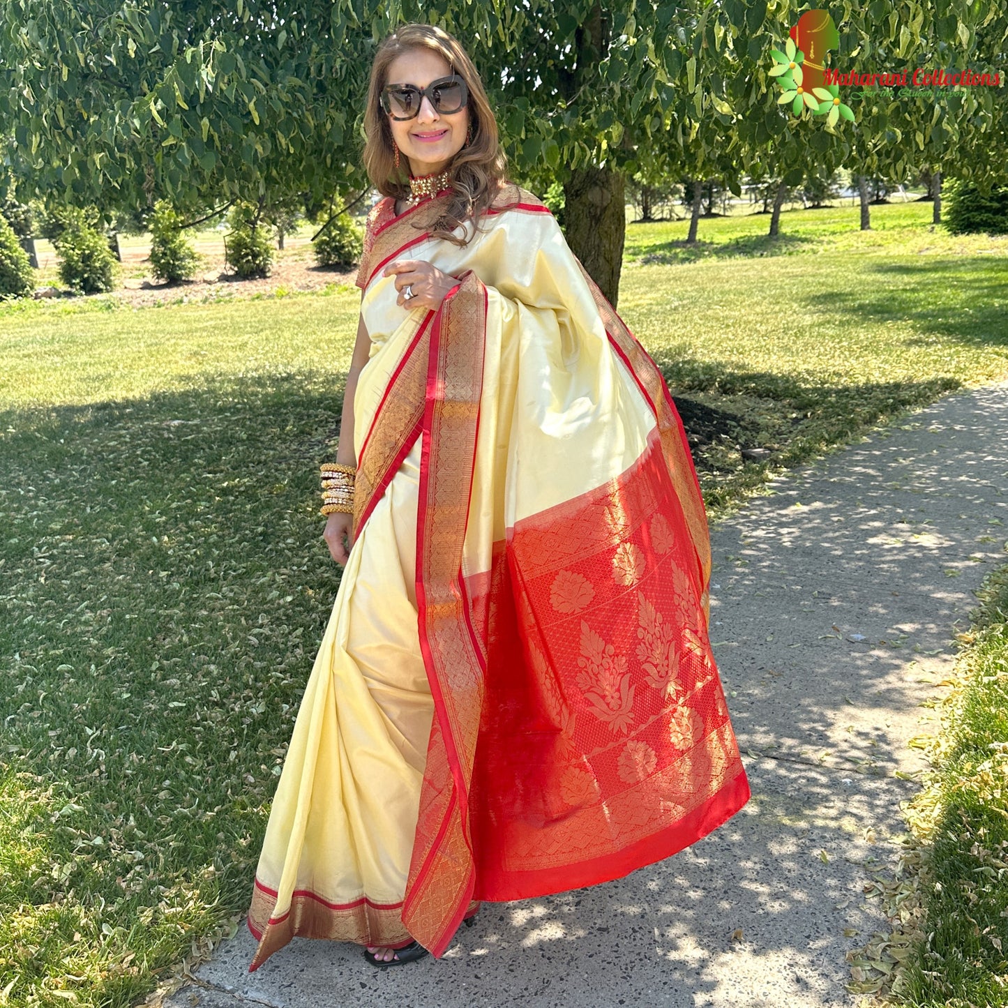 Maharani's Pure Banarasi Silk Saree - Lemon Yellow (with stitched Petticoat)