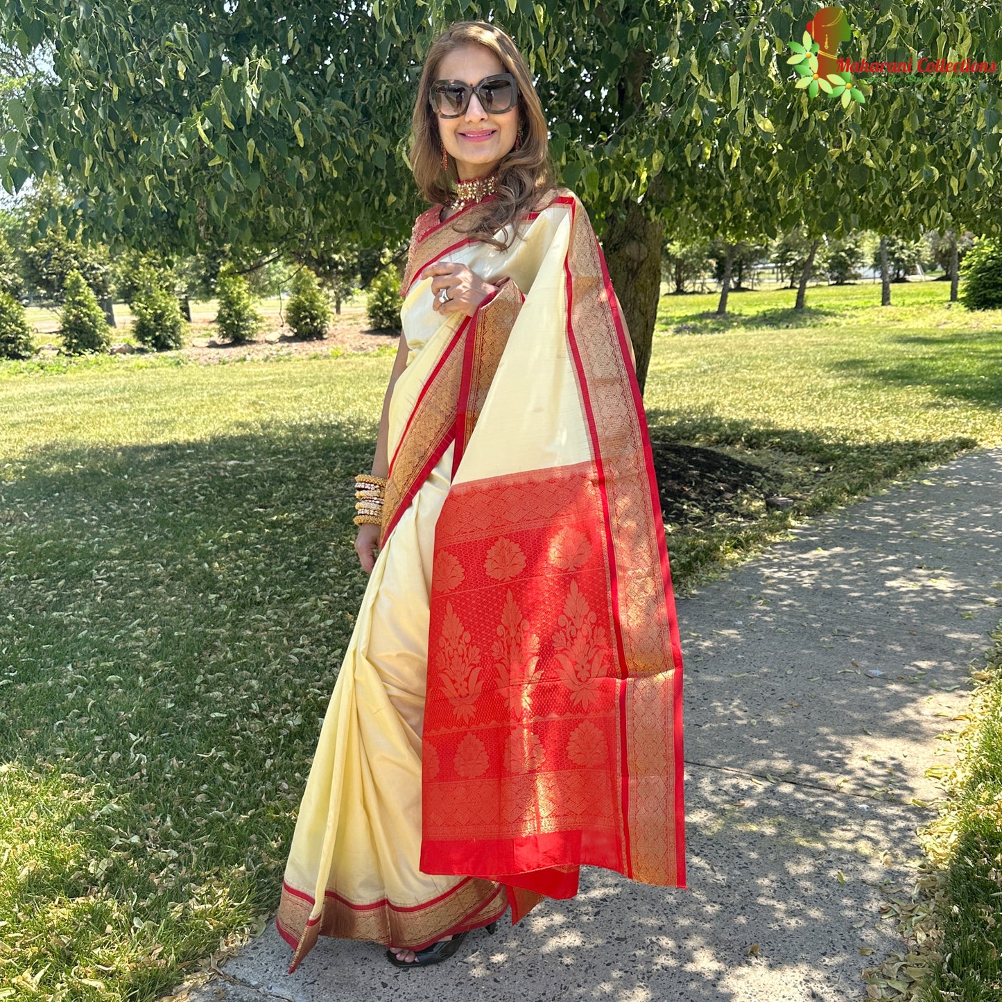 Maharani's Pure Banarasi Silk Saree - Lemon Yellow (with stitched Petticoat)