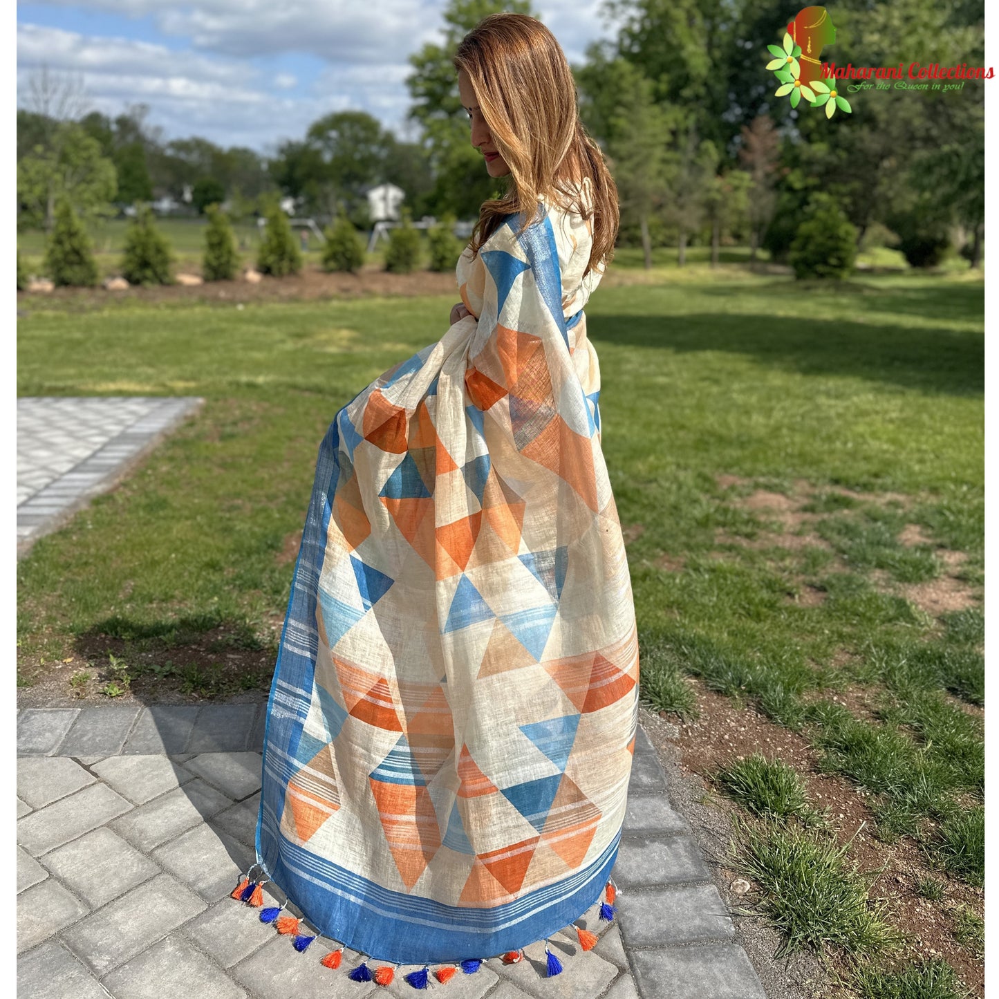 Maharani's Simple Elegance Matka Silk Saree - Cream (with Stitched Blouse and Petticoat)