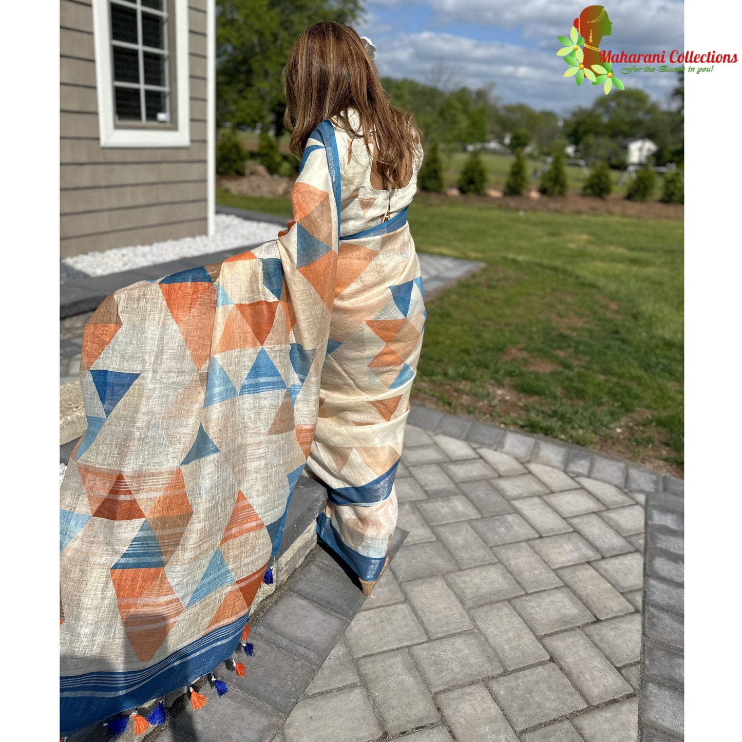 Maharani's Simple Elegance Matka Silk Saree - Cream (with Stitched Blouse and Petticoat)