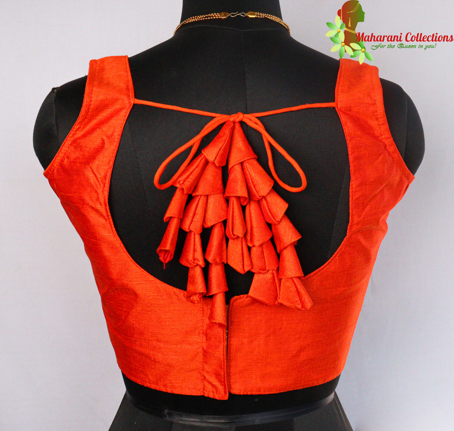Maharani's Linen Silk Blouse - Orange