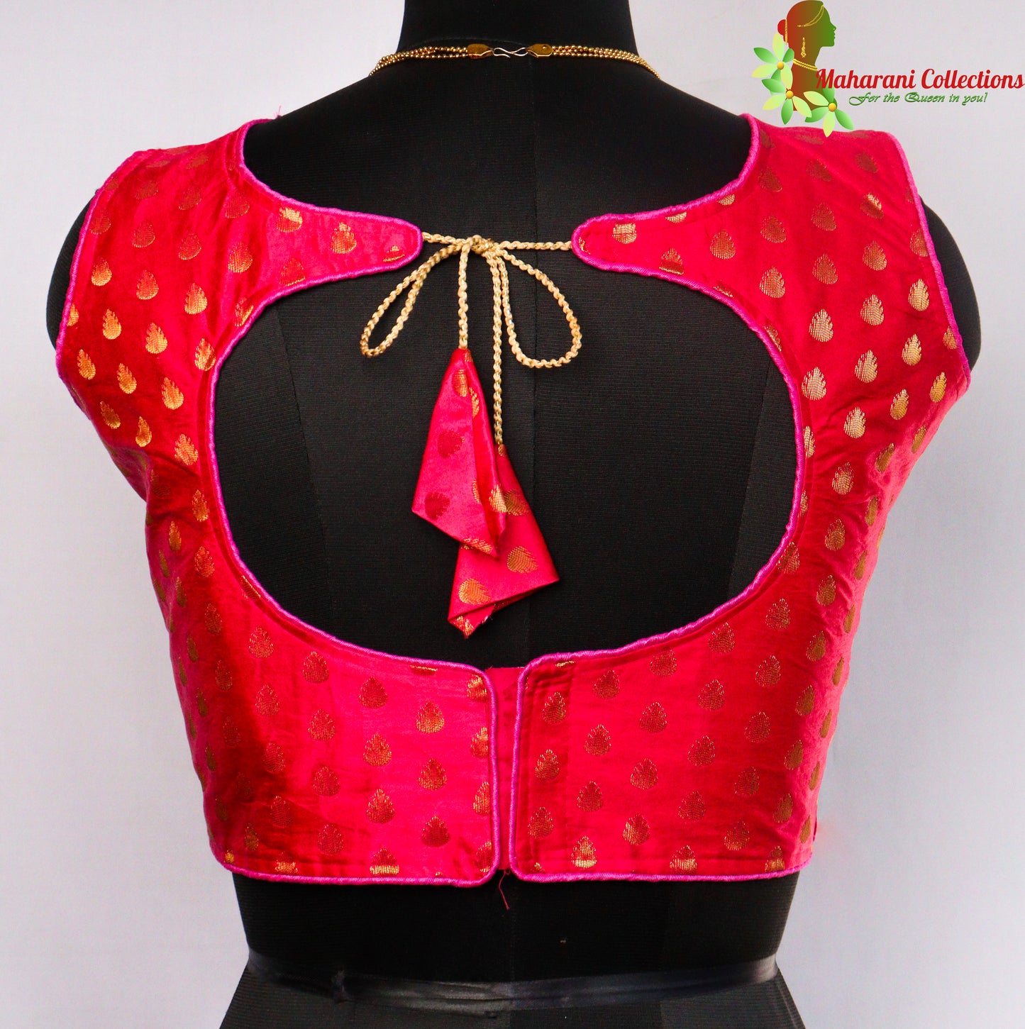 Maharani's Banarasi Silk Blouse with Golden Boota - Red