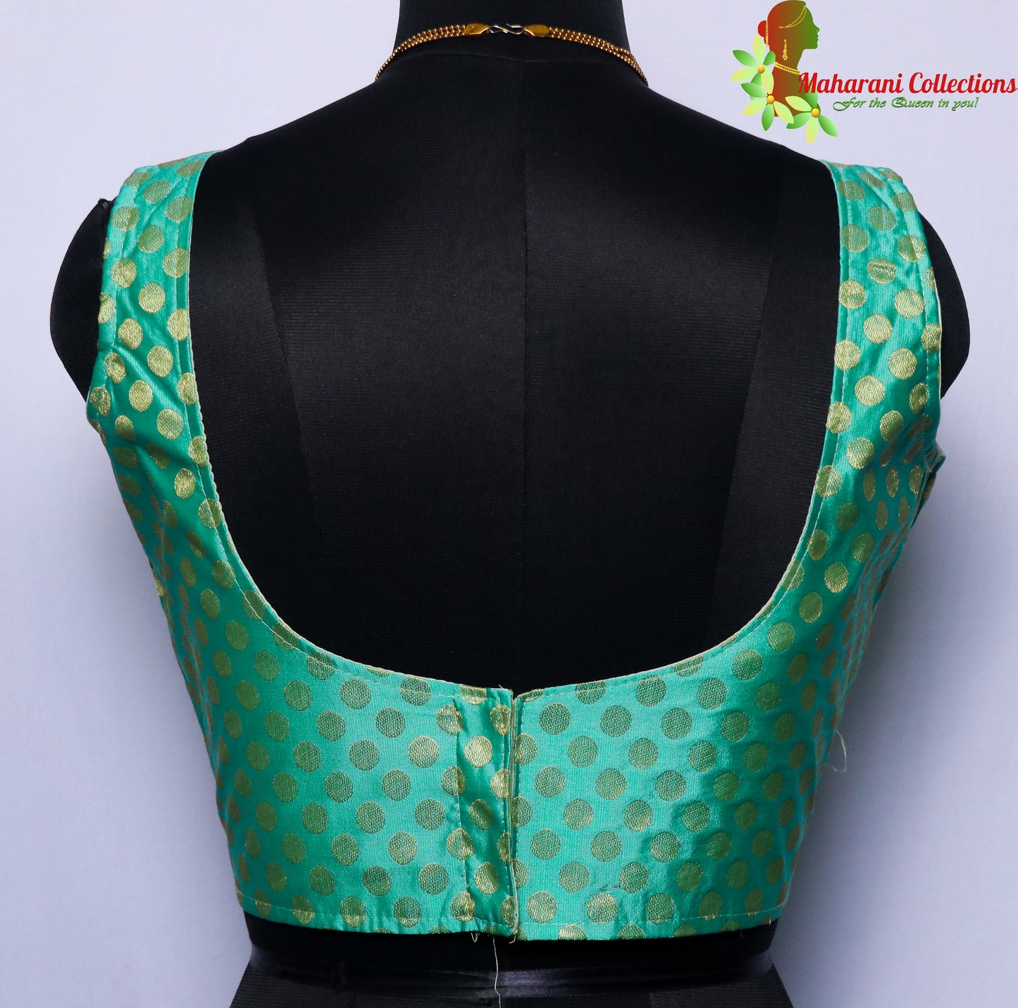Maharani's Linen Silk Blouse with Boota - Sea Green