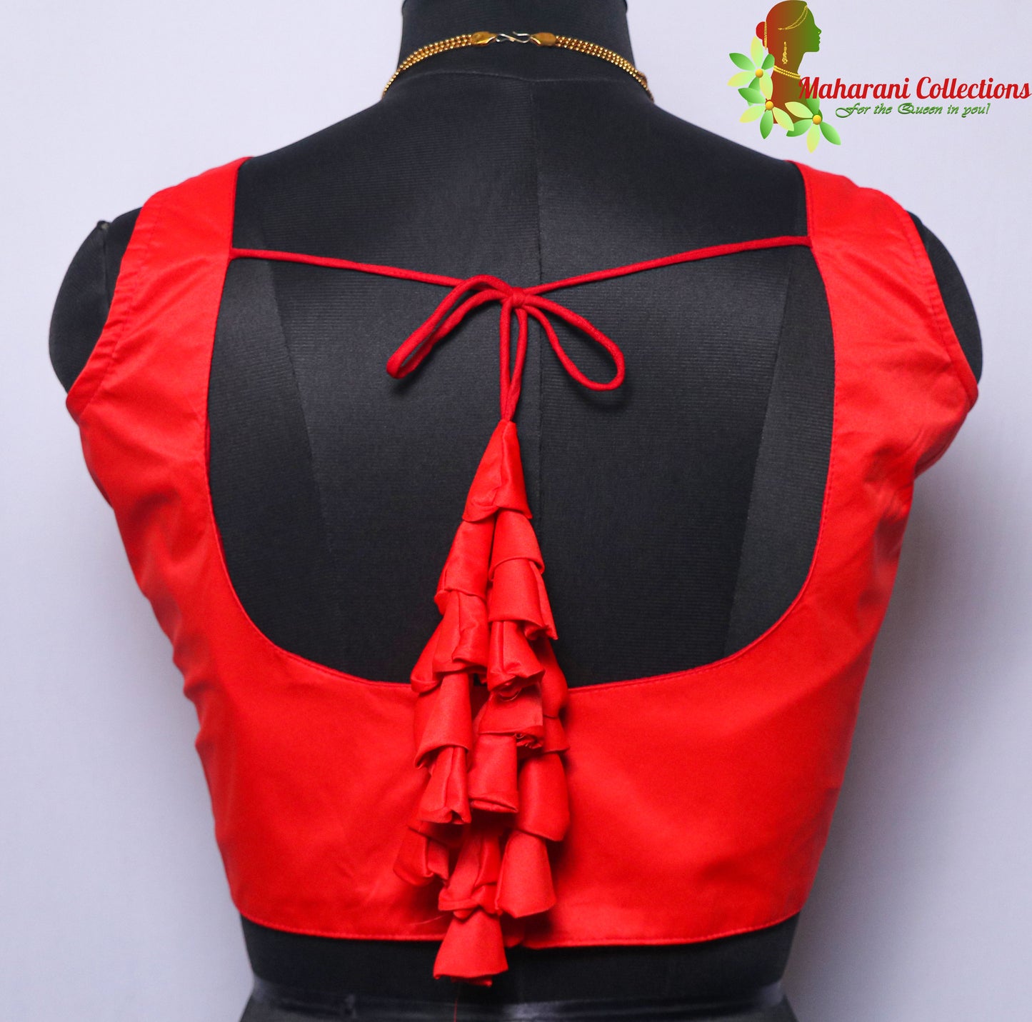Maharani's Satin Silk Sleeveless Blouse - Red