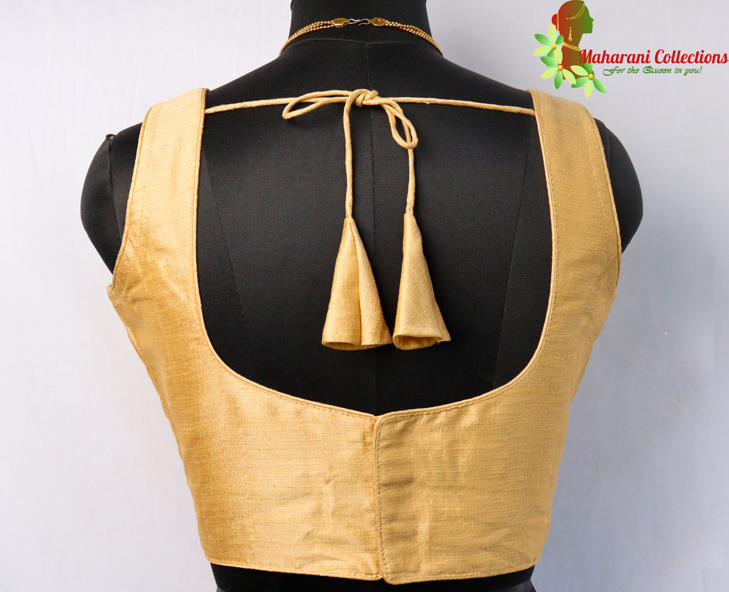 Maharani's Linen Silk Sleeveless Blouse - Beige