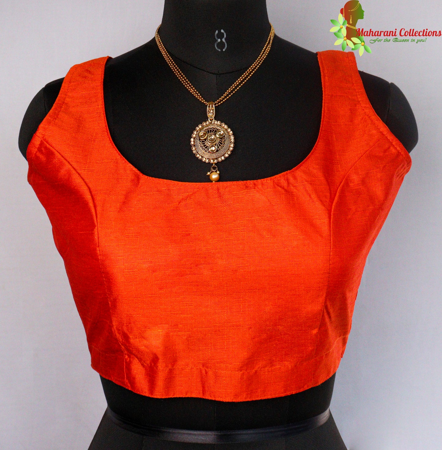Maharani's Linen Silk Blouse - Orange