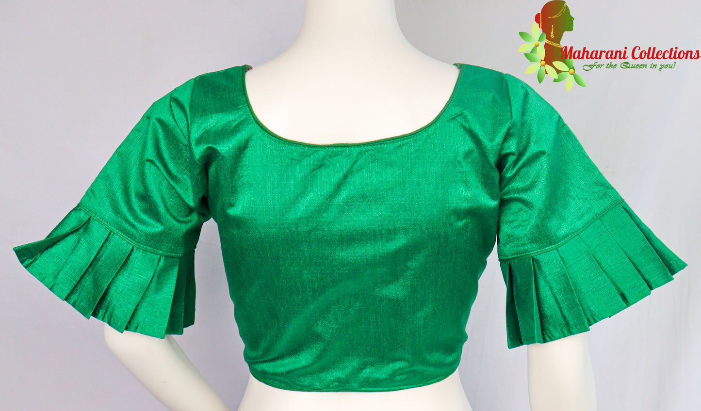 Maharani's Linen Silk Readymade Blouse - Green