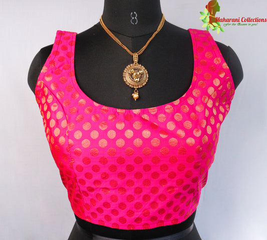 Maharani's Linen Silk Blouse with Boota - Pink