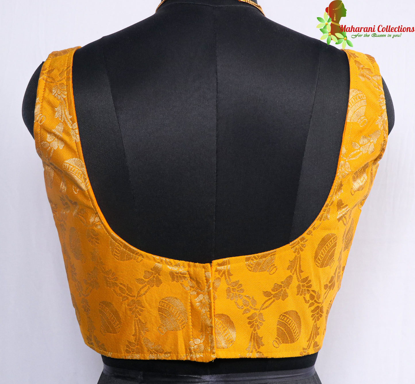 Maharani's Linen Silk Banarasi Brocade Blouse - Yellow