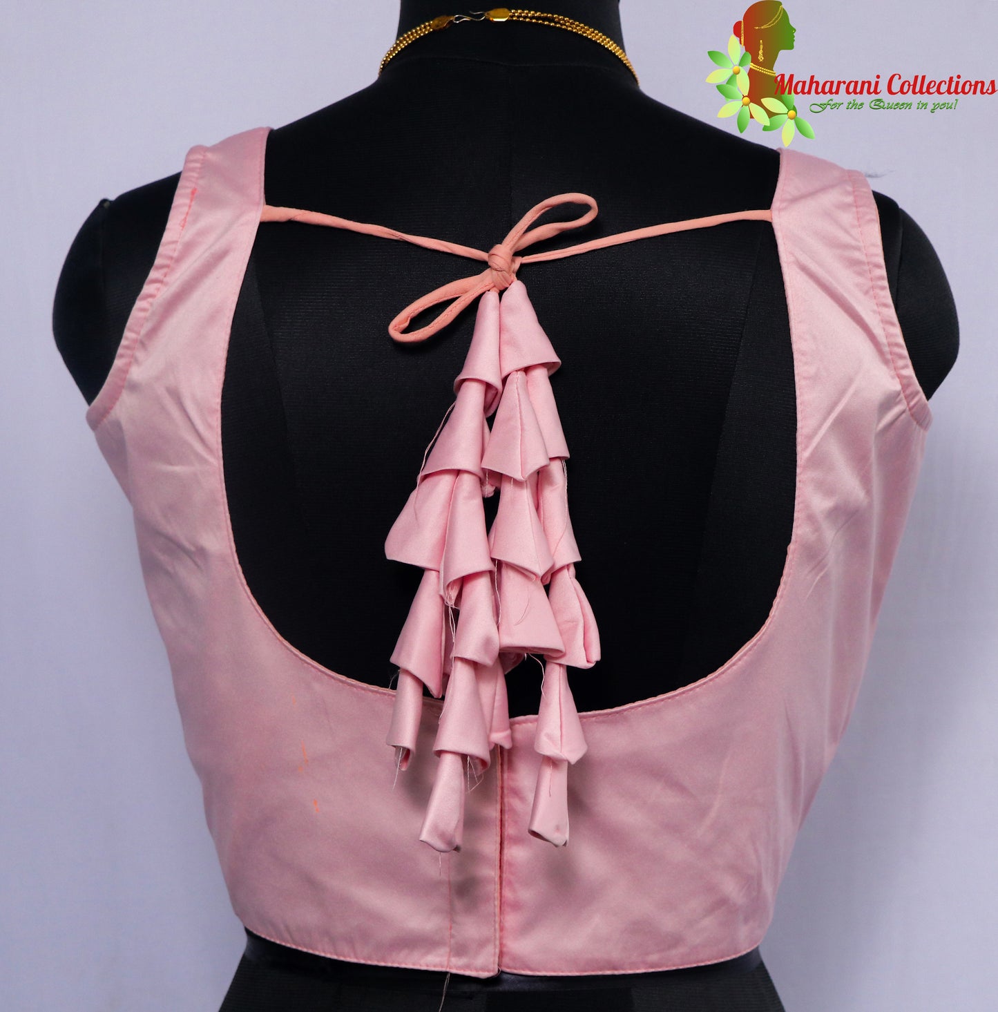 Maharani's Satin Silk Sleeveless Blouse - Pink