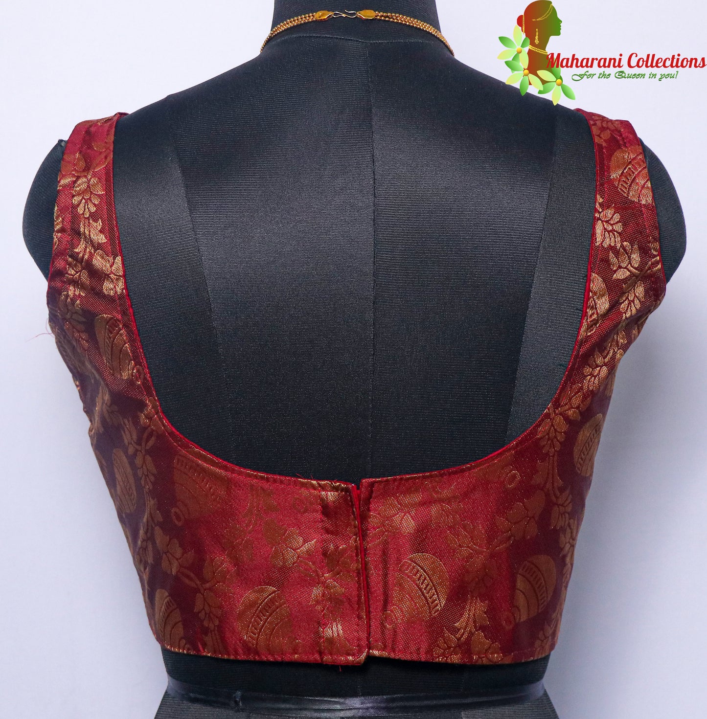 Maharani's Linen Silk Banarasi Brocade Blouse - Maroon