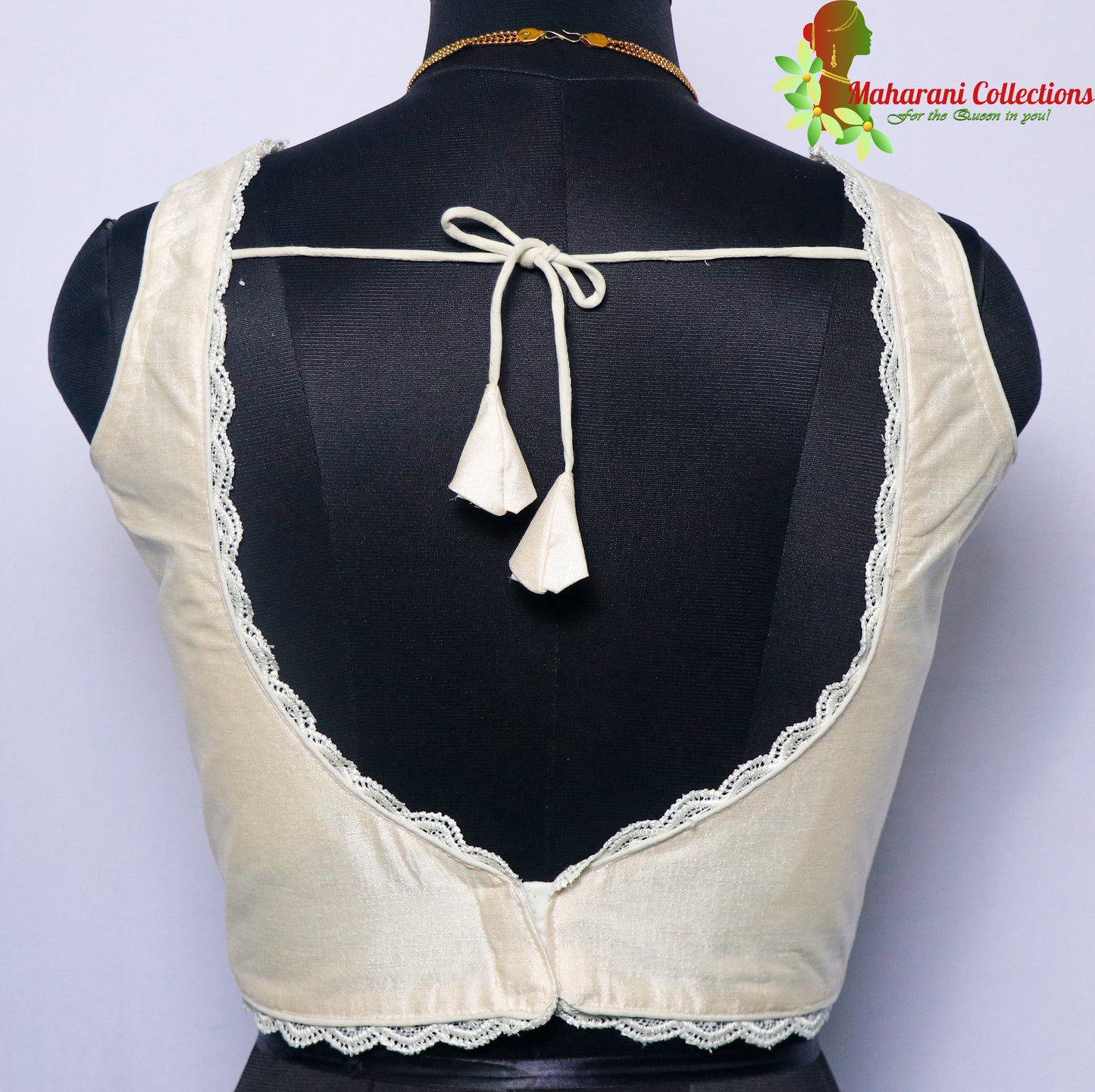 Maharani's Linen Silk Lace Blouse - White