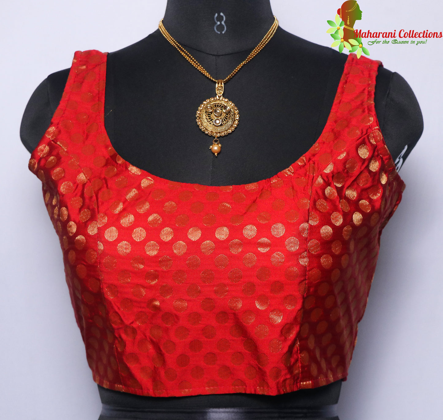 Maharani's Linen Silk Blouse with Boota - Dark Maroon