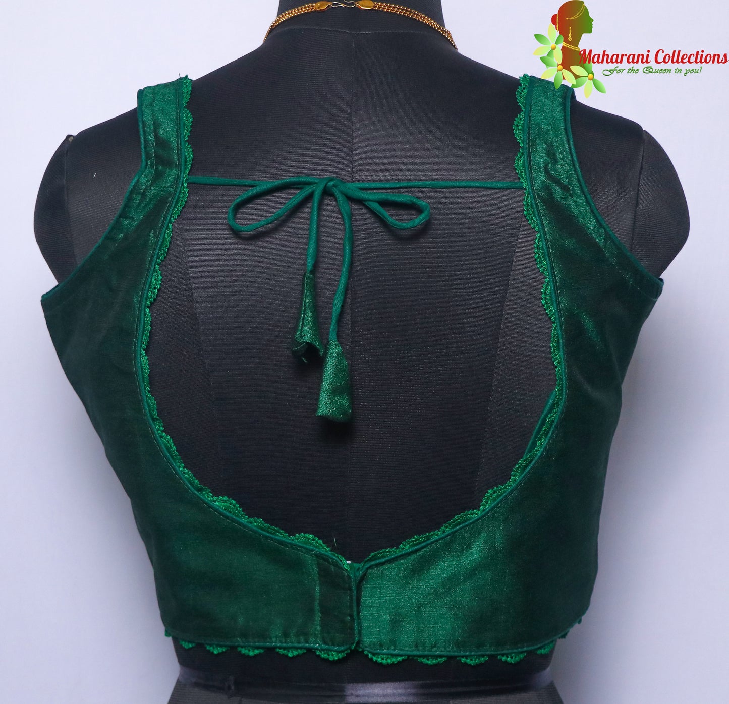 Maharani's Linen Silk Lace Blouse - Green