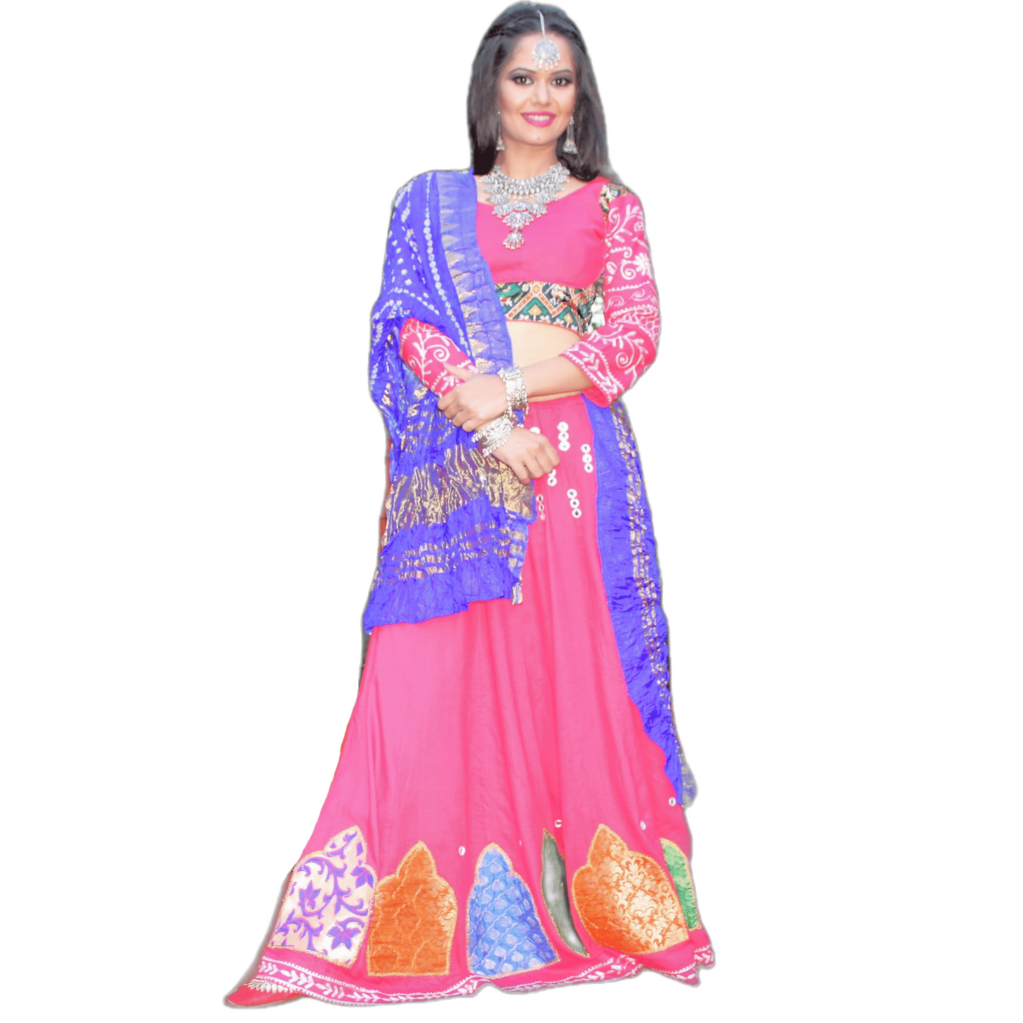 Maharani's Festive Chania Choli with Dupatta - Pink (M)