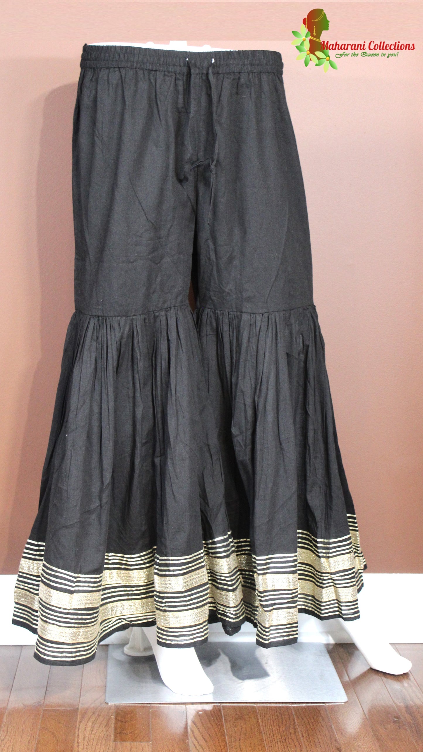 Maharani's Sharara Suit - Soft Silk - Black Multicolor (S, M, XL)