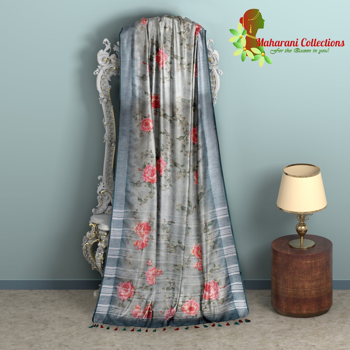 Pure Handloom Linen Silk (Matka) Saree - Dark Sea Green (with stitched blouse and petticoat)
