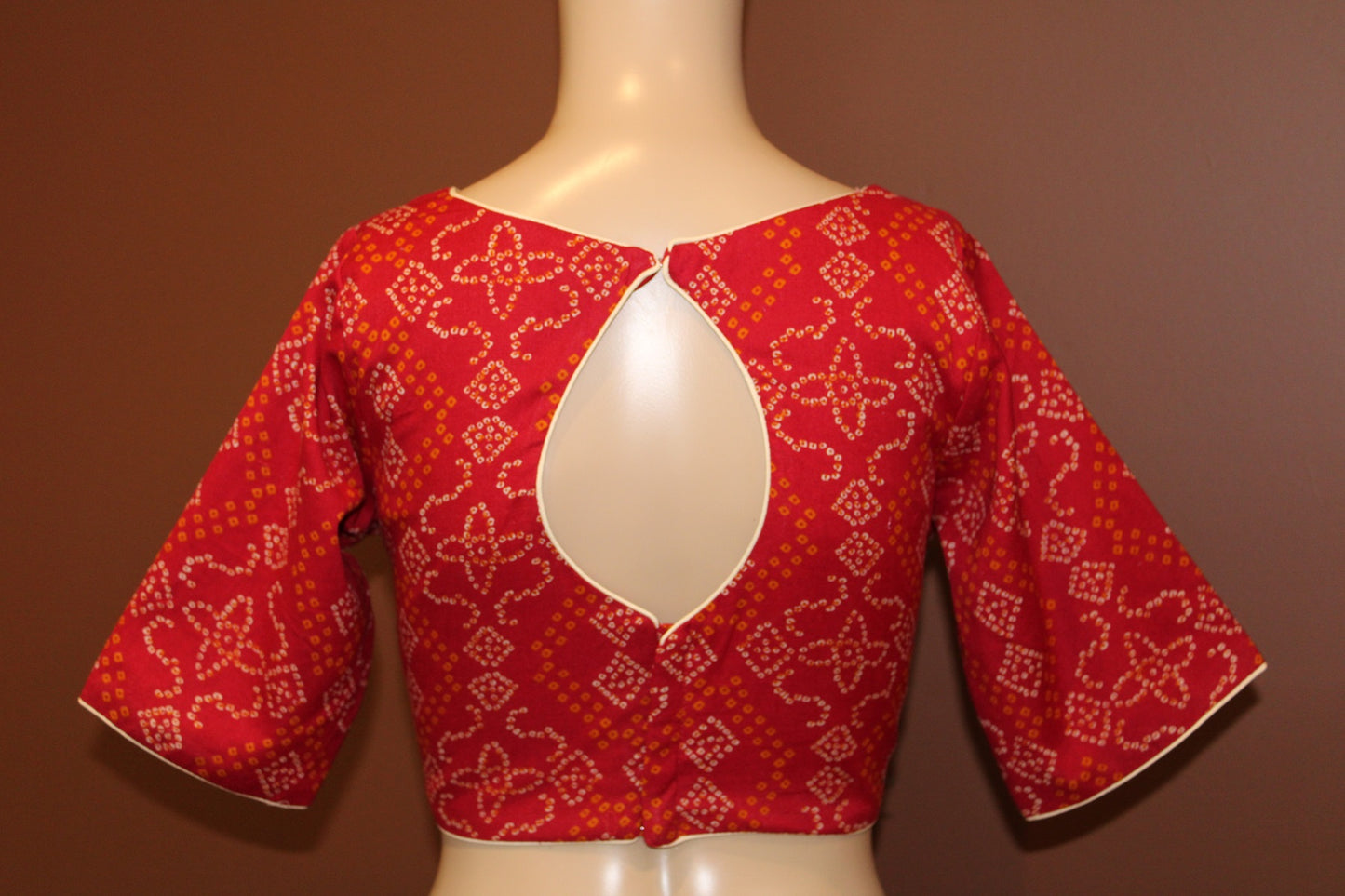 Maharani's Cotton Ikkat Print Blouse - Red