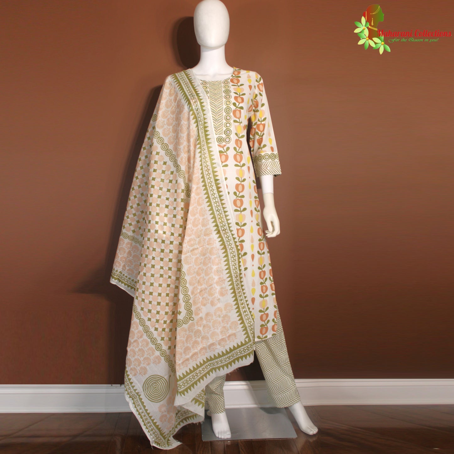 Maharani's Pant suit - Soft Cotton - Cream (S, M, L)