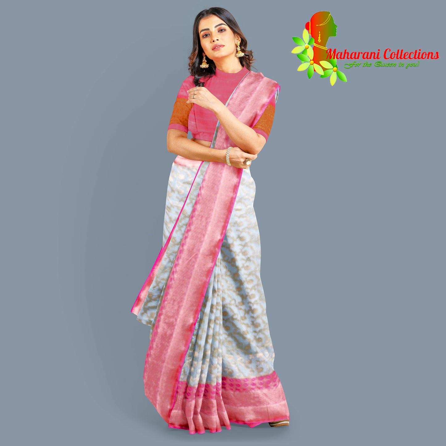 Maharani's Pure Banarasi Silk Saree - Moss Green (with Stitched Blouse and Petticoat)