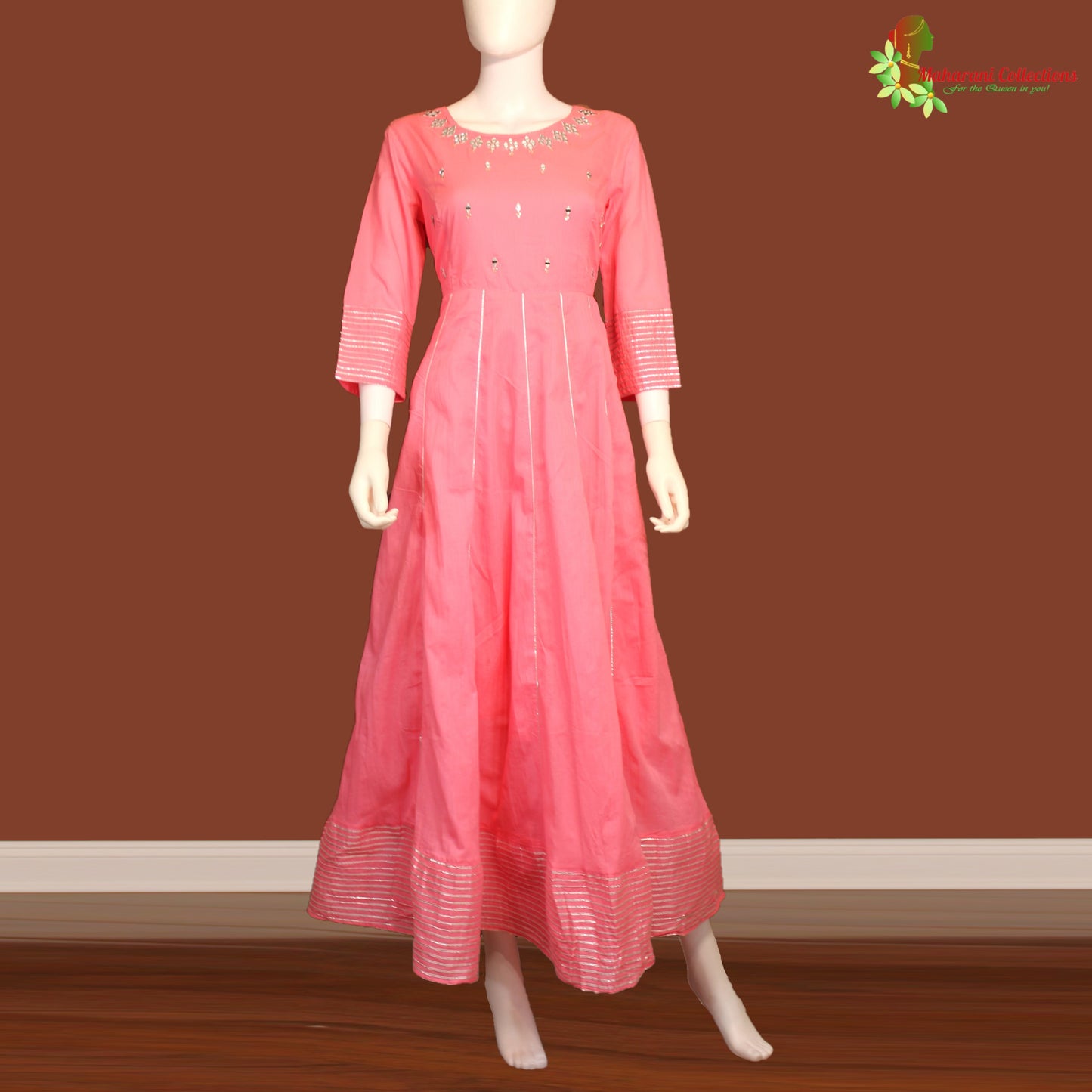 Maharani's Long Dress - Soft Cotton - Peach (M)