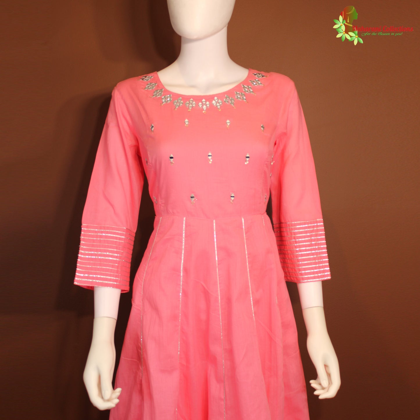Maharani's Long Dress - Soft Cotton - Peach (M)