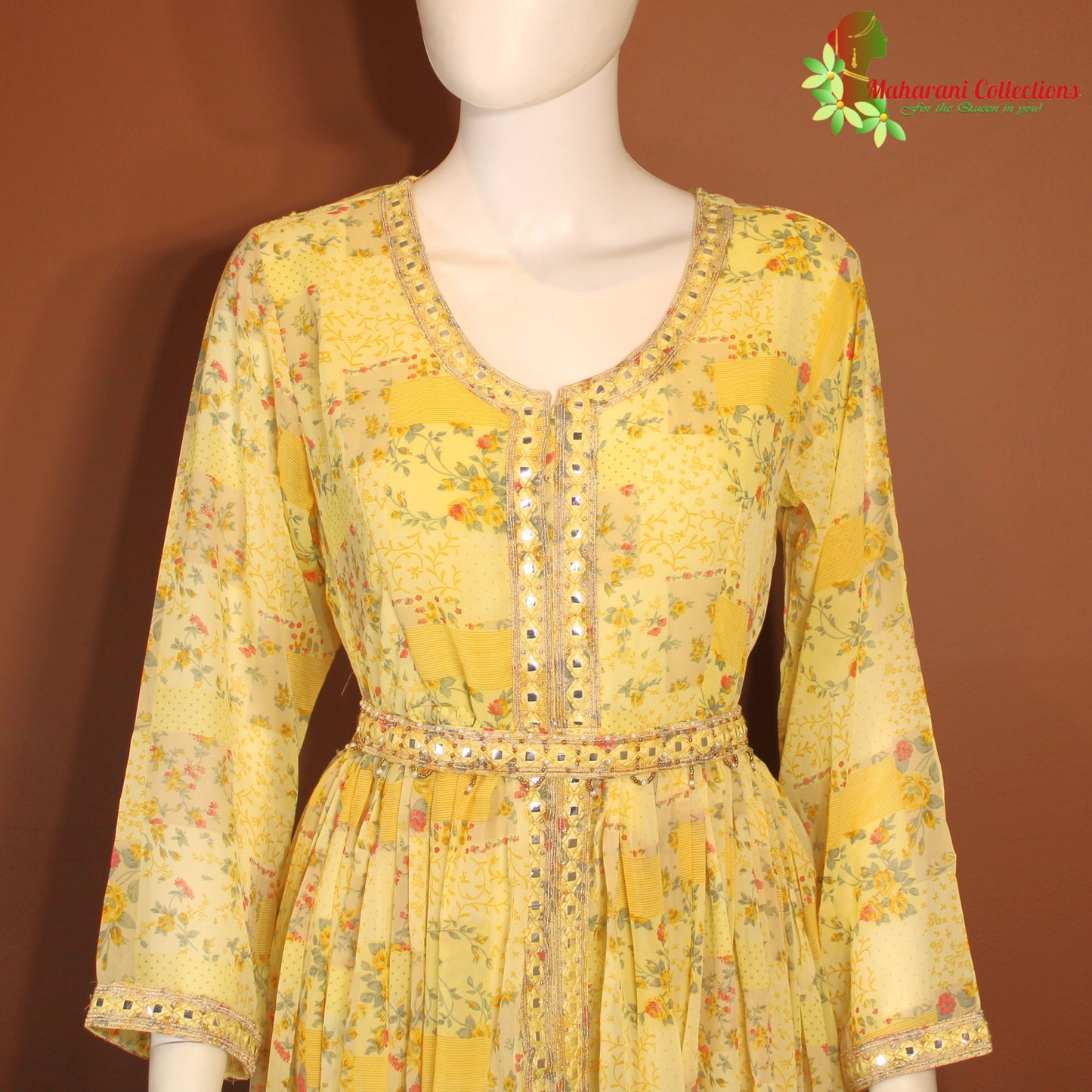 Maharani's Long Dress - Chiffon - Yellow (M)