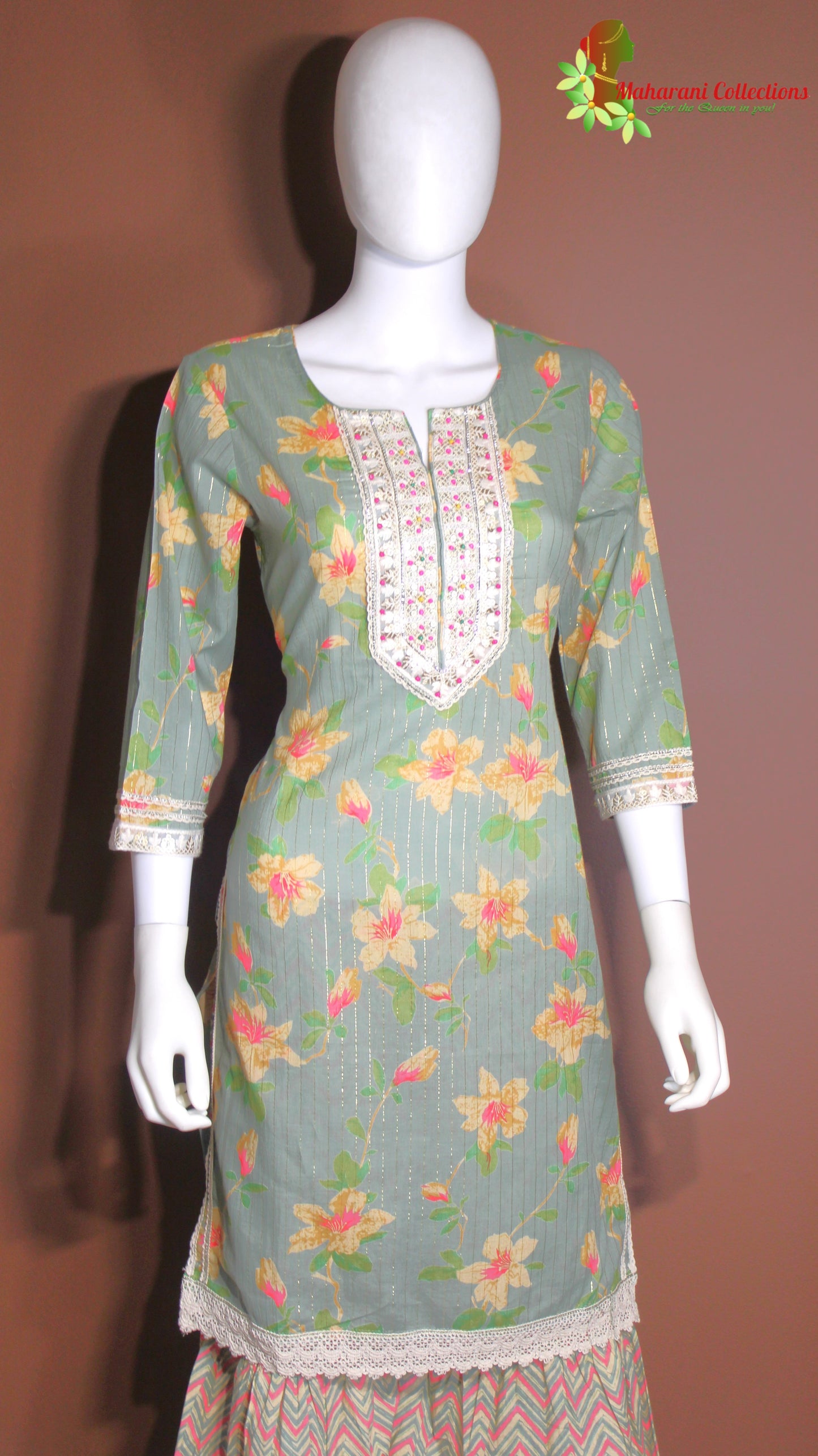 Maharani's Sharara Suit - Soft Cotton- Pista Green (S, M, L)