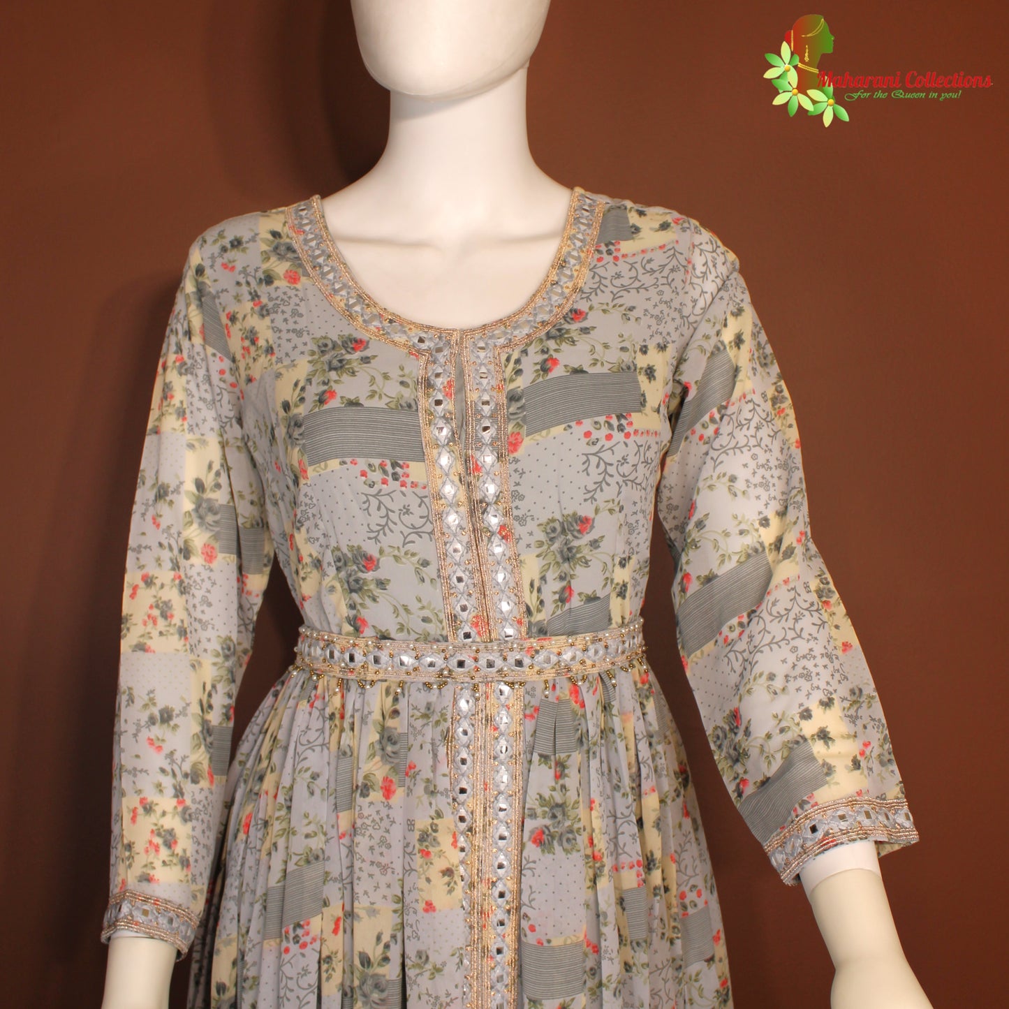 Maharani's Long Dress - Chiffon - Grey (M)