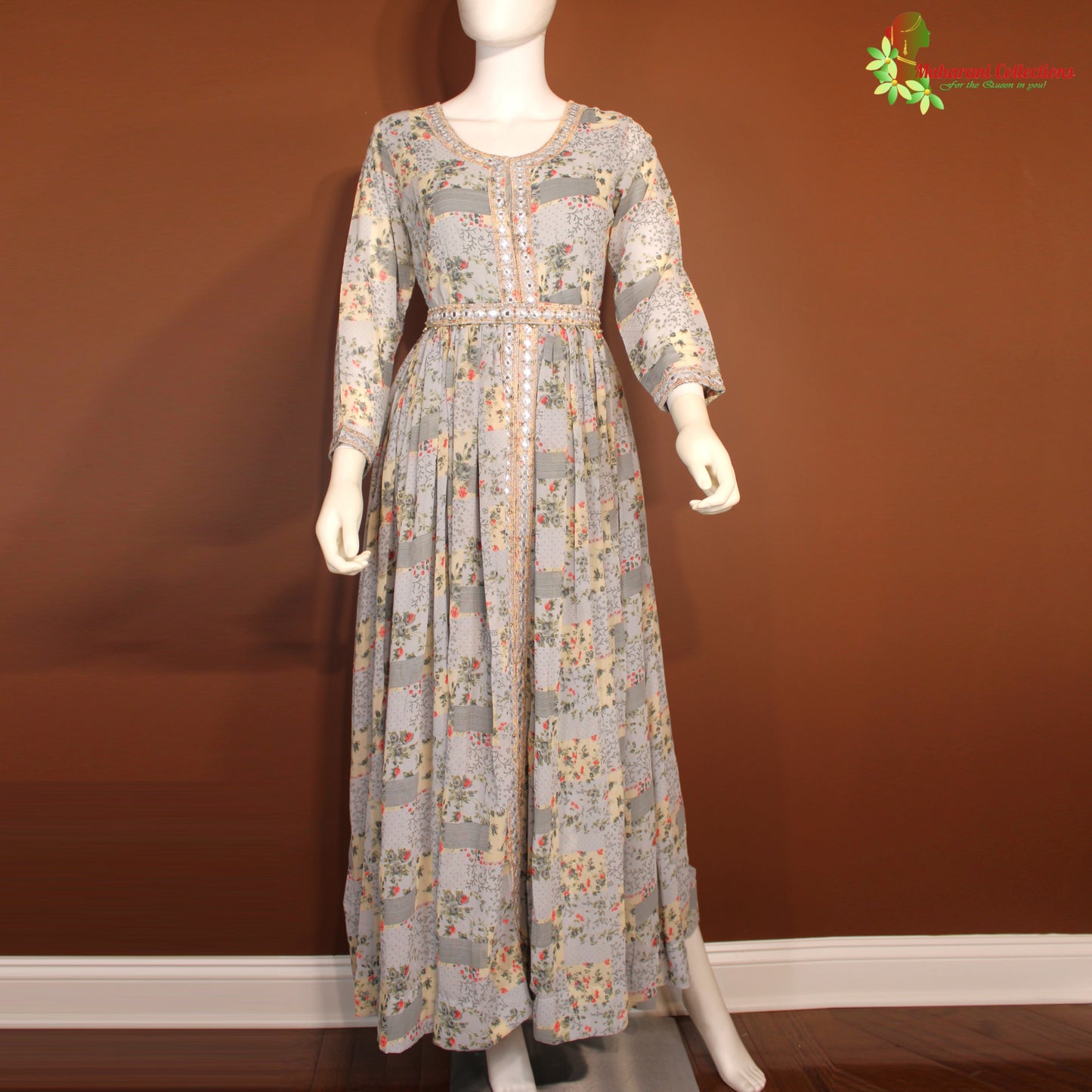 Maharani's Long Dress - Chiffon - Grey (M)