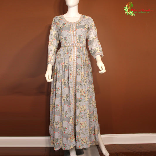 Maharani's Long Dress - Chiffon - Grey (M)